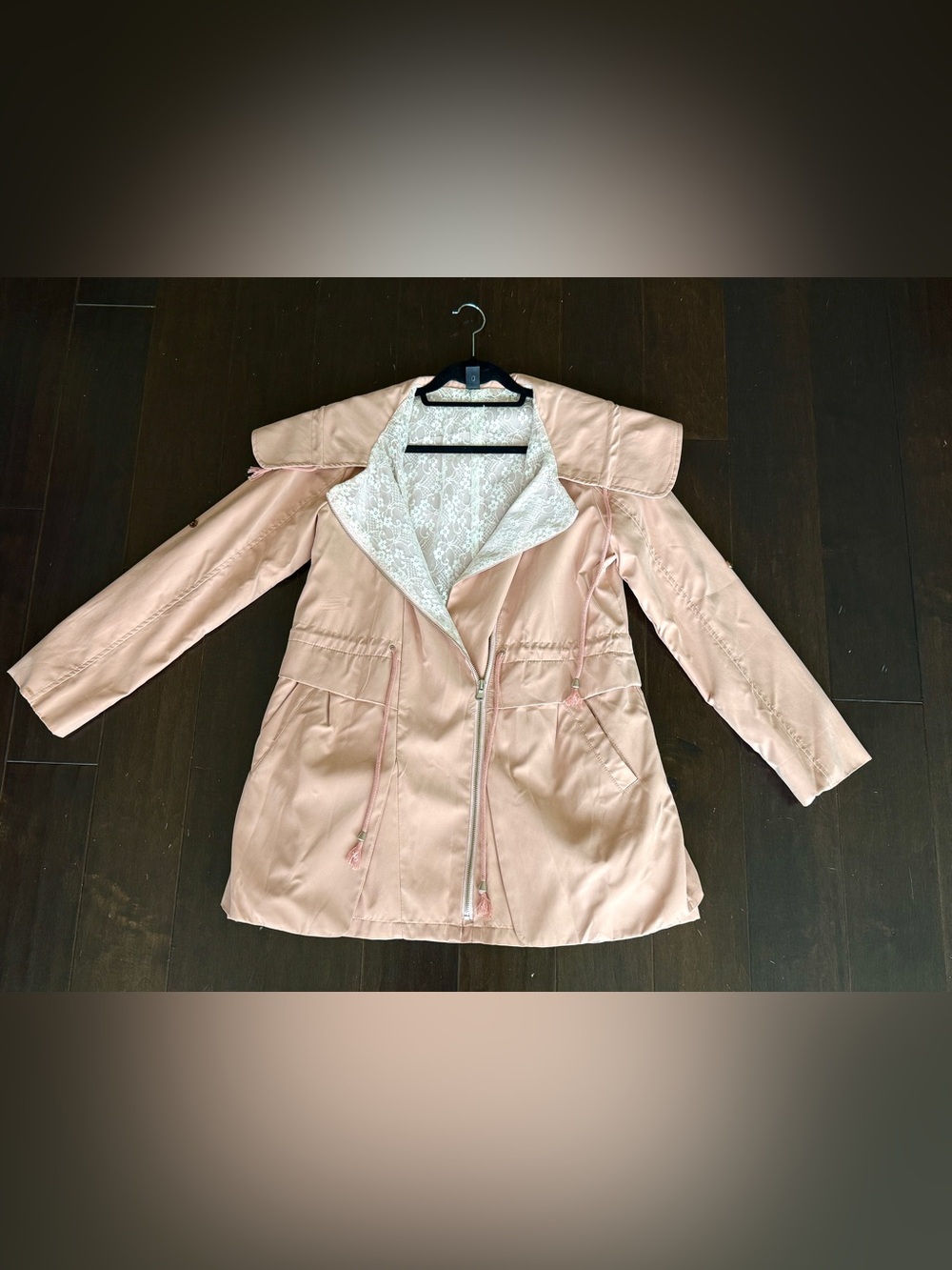 Light Pink Lace-Lined Anorak Jacket